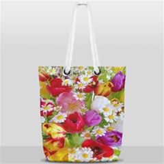 Beautiful Floral Full Print Rope Handle Tote (small) by Sparkle