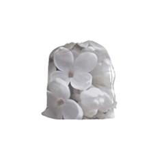 White Floral Drawstring Pouch (small) by Sparkle