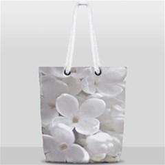 White Floral Full Print Rope Handle Tote (small) by Sparkle