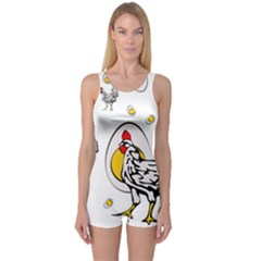 Roseanne Chicken, Retro Chickens One Piece Boyleg Swimsuit by EvgeniaEsenina
