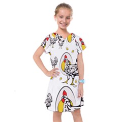 Roseanne Chicken, Retro Chickens Kids  Drop Waist Dress