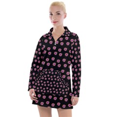 Peach Purple Daisy Flower Black Women s Long Sleeve Casual Dress by snowwhitegirl