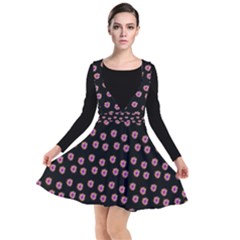 Peach Purple Daisy Flower Black Plunge Pinafore Dress by snowwhitegirl