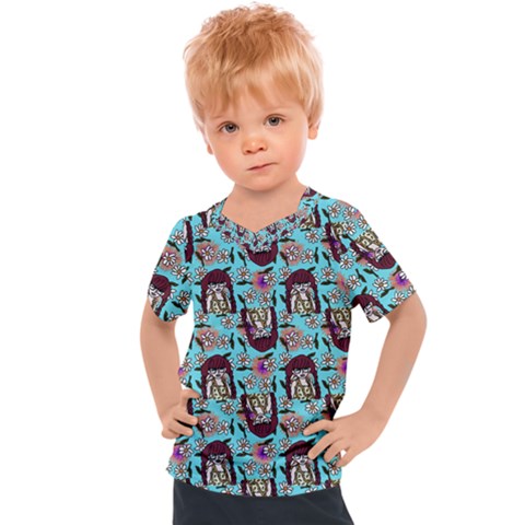 Braids Doll Daisies Blue Kids  Sports Tee by snowwhitegirl
