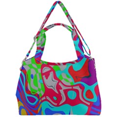 Colorful Distorted Shapes On A Grey Background                                                  Double Compartment Shoulder Bag by LalyLauraFLM