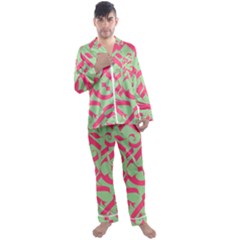 Pattern Ornament Gothic Style Elegant Font Tattoos Men s Long Sleeve Satin Pyjamas Set by Amaryn4rt