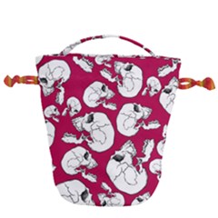 Terrible Frightening Seamless Pattern With Skull Drawstring Bucket Bag by Amaryn4rt
