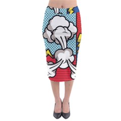 Rays Smoke Pop Art Style Vector Illustration Midi Pencil Skirt by Amaryn4rt