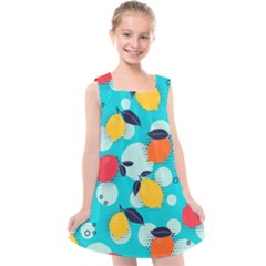 Pop Art Style Citrus Seamless Pattern Kids  Cross Back Dress by Amaryn4rt