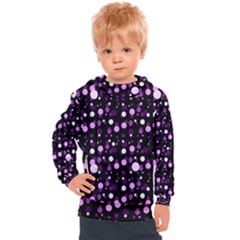 Purple, Pink Bokeh Dots, Asymmetric Polka Dot With Modern Twist Kids  Hooded Pullover by Casemiro
