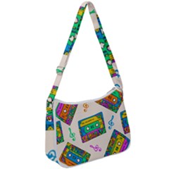Seamless Pattern With Colorfu Cassettes Hippie Style Doodle Musical Texture Wrapping Fabric Vector Zip Up Shoulder Bag by Amaryn4rt