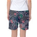 Japanese Wave Koi Illustration Seamless Pattern Women s Basketball Shorts View2