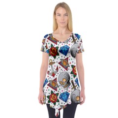 Full Color Flash Tattoo Patterns Short Sleeve Tunic  by Amaryn4rt