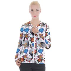 Full Color Flash Tattoo Patterns Casual Zip Up Jacket by Amaryn4rt