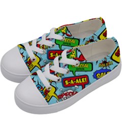 Comic Bubbles Seamless Pattern Kids  Low Top Canvas Sneakers by Amaryn4rt