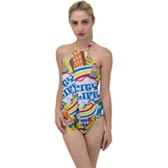 Colorful City Life Horizontal Seamless Pattern Urban City Go With The Flow One Piece Swimsuit by Amaryn4rt