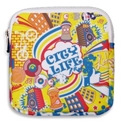 Colorful City Life Horizontal Seamless Pattern Urban City Mini Square Pouch by Amaryn4rt