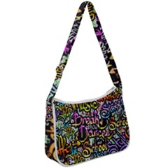 Graffiti Word Seamless Pattern Zip Up Shoulder Bag by Amaryn4rt