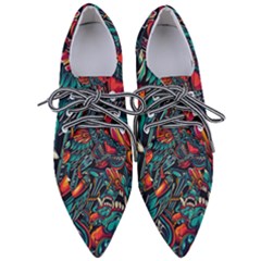Vintage Tattoos Colorful Seamless Pattern Pointed Oxford Shoes by Amaryn4rt