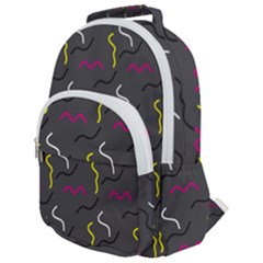 Gray Pattern Rounded Multi Pocket Backpack by Saptagram