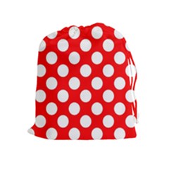 Large White Polka Dots Pattern, Retro Style, Pinup Pattern Drawstring Pouch (xl) by Casemiro
