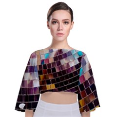 Disco Ball Tie Back Butterfly Sleeve Chiffon Top by essentialimage