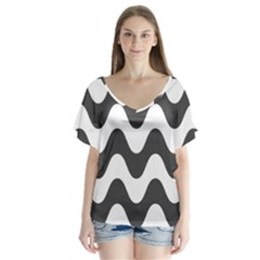 Copacabana  V-neck Flutter Sleeve Top by Sobalvarro