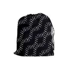 Black And White Geo Print Drawstring Pouch (large) by dflcprintsclothing