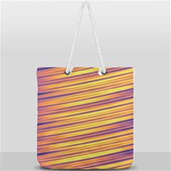 Orange Strips Full Print Rope Handle Tote (large) by Sparkle