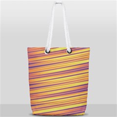 Orange Strips Full Print Rope Handle Tote (small) by Sparkle