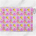Girl With Hood Cape Heart Lemon Pattern Lilac Canvas Cosmetic Bag (XXXL) View2