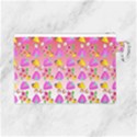 Girl With Hood Cape Heart Lemon Pattern Red Ombre Canvas Cosmetic Bag (Large) View2