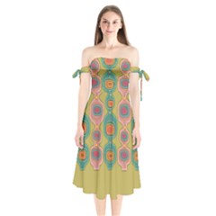 Americana 2 Shoulder Tie Bardot Midi Dress by emmamatrixworm