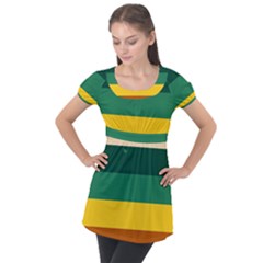 Retro 80s Puff Sleeve Tunic Top by tmsartbazaar