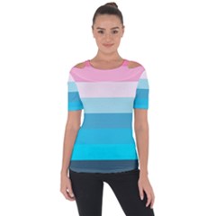 Sea And Sunset Shoulder Cut Out Short Sleeve Top by tmsartbazaar