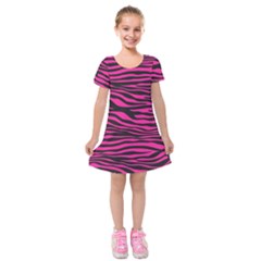 Pink Zebra Kids  Short Sleeve Velvet Dress by Angelandspot