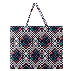 Boho Geometric Zipper Large Tote Bag by tmsartbazaar