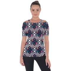 Boho Geometric Shoulder Cut Out Short Sleeve Top by tmsartbazaar