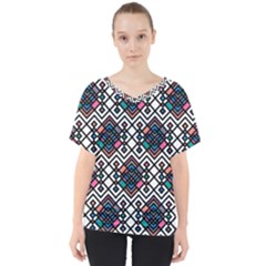 Boho Geometric V-neck Dolman Drape Top by tmsartbazaar