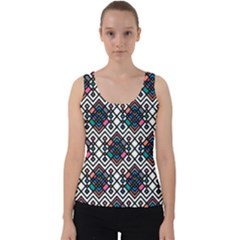 Boho Geometric Velvet Tank Top by tmsartbazaar
