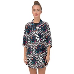 Boho Geometric Half Sleeve Chiffon Kimono by tmsartbazaar