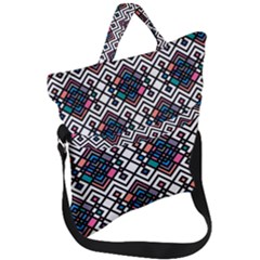 Boho Geometric Fold Over Handle Tote Bag by tmsartbazaar