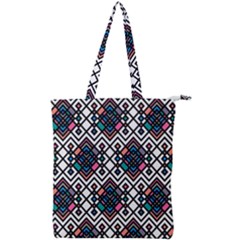 Boho Geometric Double Zip Up Tote Bag by tmsartbazaar