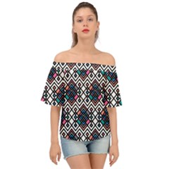 Boho Geometric Off Shoulder Short Sleeve Top by tmsartbazaar