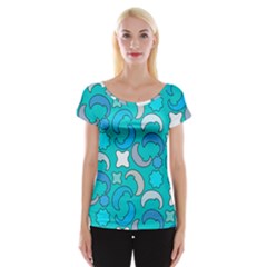 Cloudy Blue Moon Cap Sleeve Top by tmsartbazaar