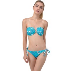Cloudy Blue Moon Twist Bandeau Bikini Set by tmsartbazaar