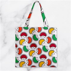 Geometric Fruity Zipper Grocery Tote Bag by tmsartbazaar