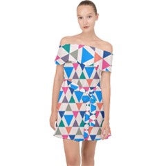 Multicolor Triangle Off Shoulder Chiffon Dress by tmsartbazaar