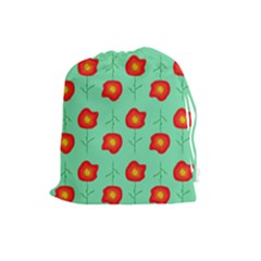 Flower Pattern Ornament Drawstring Pouch (large) by HermanTelo