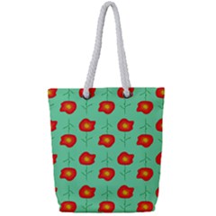 Flower Pattern Ornament Full Print Rope Handle Tote (small) by HermanTelo